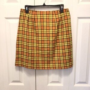Boutique Europa By Newport News Orange Plaid Short A-line Skirt Size 12